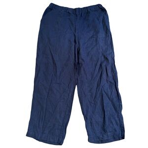 Women's Quince‎ 100% European Linen Pull On pants, Navy, Size M
